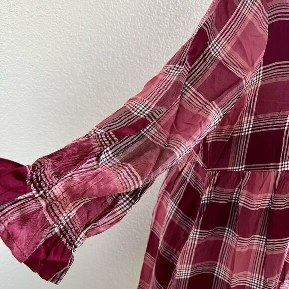 Matilda Jane You & Me Brushed Flannel Red Plaid Dress Midi Sz Med Heart To Heart - Picture 8 of 10